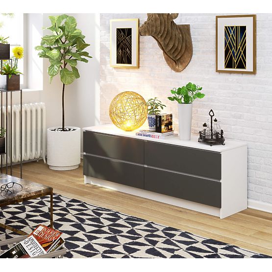 KOMODA K160 4SZ CLP PK BIELA / ŠEDÁ