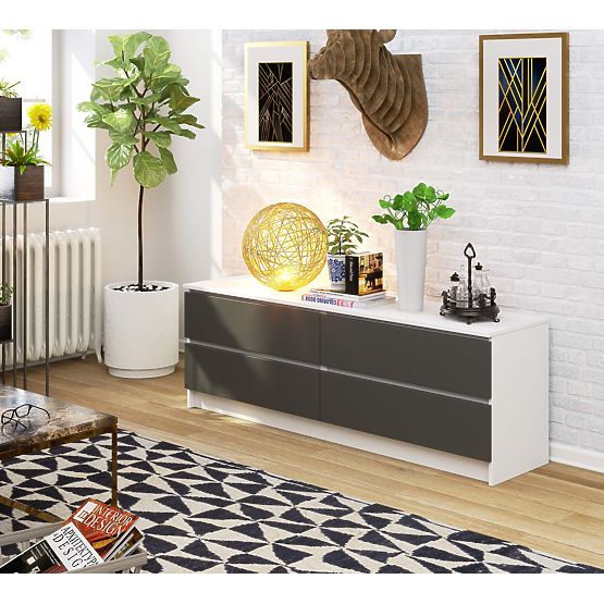 KOMODA K160 4SZ CLP PK BIELA / ŠEDÁ