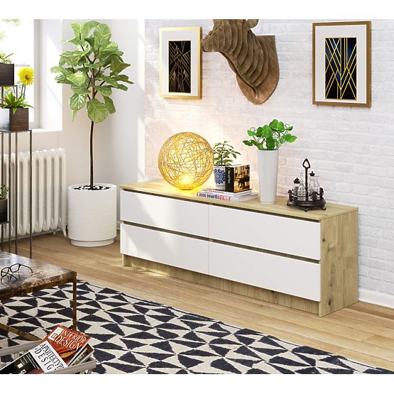 KOMODA K160 4SZ CLP PK DUB ARTISAN / BIELA