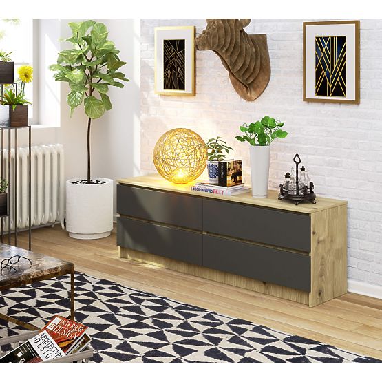 KOMODA K160 4SZ CLP PK DUB ARTISAN / ŠEDÁ