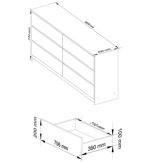 KOMODA K160 6SZ CLP PK BIELA