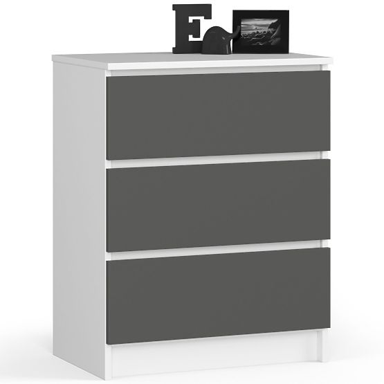 KOMODA K60 3SZ CLP BIELA / ŠEDÁ