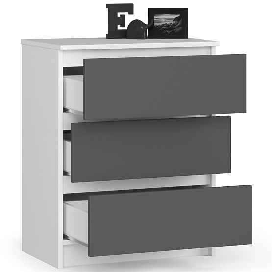 KOMODA K60 3SZ CLP BIELA / ŠEDÁ