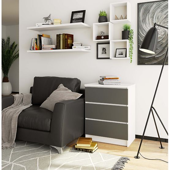 KOMODA K60 3SZ CLP BIELA / ŠEDÁ
