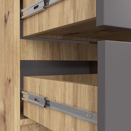 KOMODA K60 4SZ PK DUB ARTISAN / ŠEDÁ