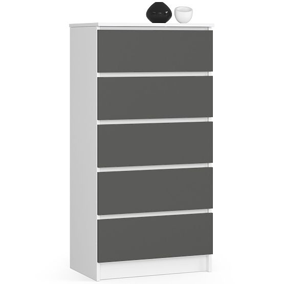 KOMODA K60 5SZ CLP PK BIELA / ŠEDÁ