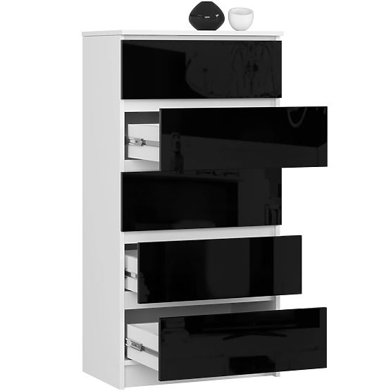 KOMODA K60 5SZ CLP PK ČIERNY LESK