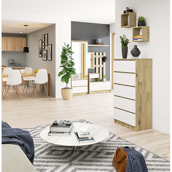 KOMODA K60 5SZ CLP PK DUB ARTISAN / BIELA