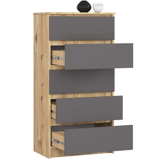 KOMODA K60 5SZ CLP PK DUB ARTISAN / ŠEDÁ