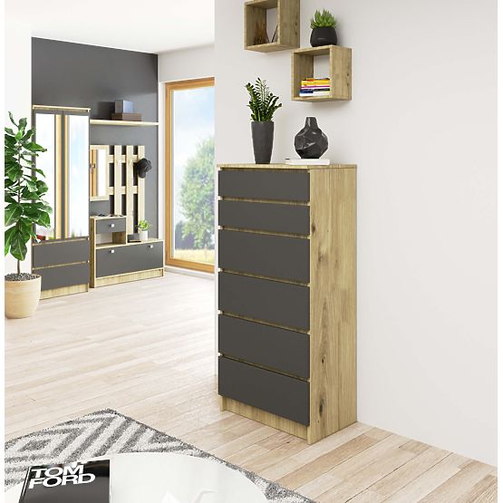 KOMODA K60 6SZ CLP PK DUB ARTISAN / ŠEDÁ