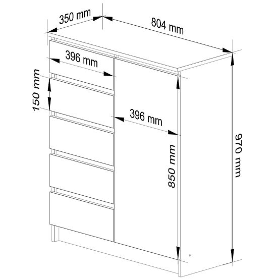 KOMODA K80 1D 5SZ PK BIELA