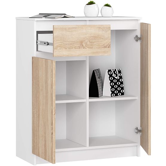 KOMODA K80 2D 1SZ CLP PK BIELA / DUB SONOMA