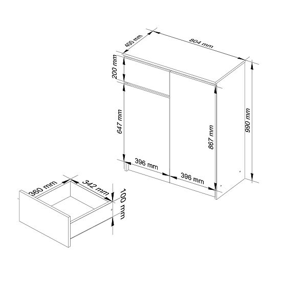 KOMODA K80 2D 1SZ CLP PK BIELY LESK