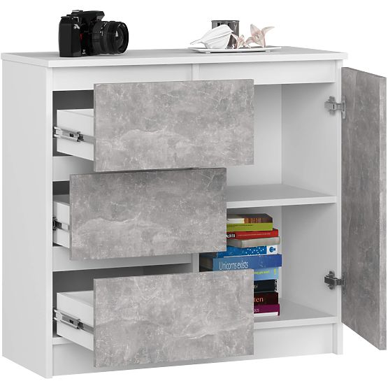 KOMODA K80 JERRY 1D 3SZ PK BIELA / BETÓN