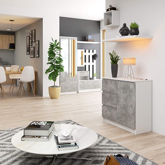 KOMODA K80 JERRY 1D 3SZ PK BIELA / BETÓN