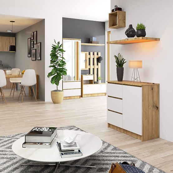 KOMODA K80 JERRY 1D 3SZ PK DUB ARTISAN / BIELA