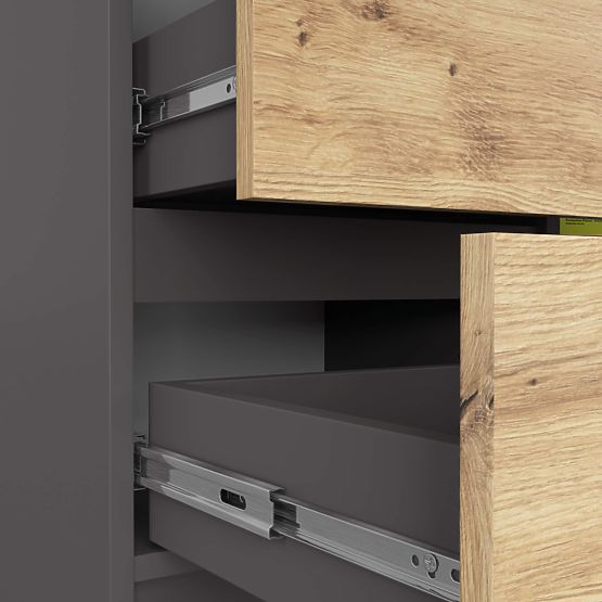 KOMODA K80 JERRY 1D 3SZ PK GRAFITOVÁ ŠEDÁ / DUB ARTISAN