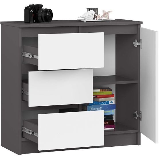 KOMODA K80 JERRY 1D 3SZ PK GRAFITOVÁ SIVÁ / BIELA