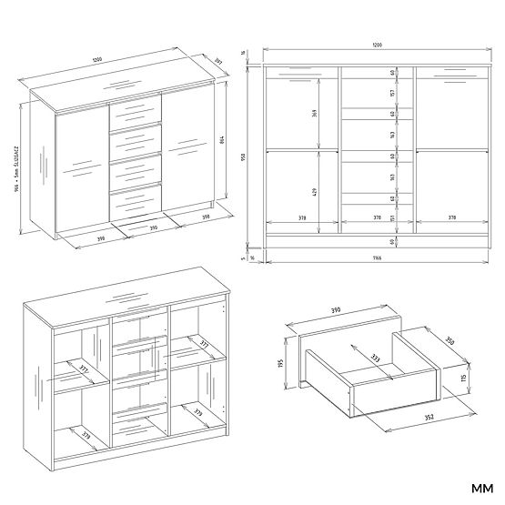Komoda Malwa 2D4S 120 DUB ARTISAN KAŠMÍR BÉŽOVÁ