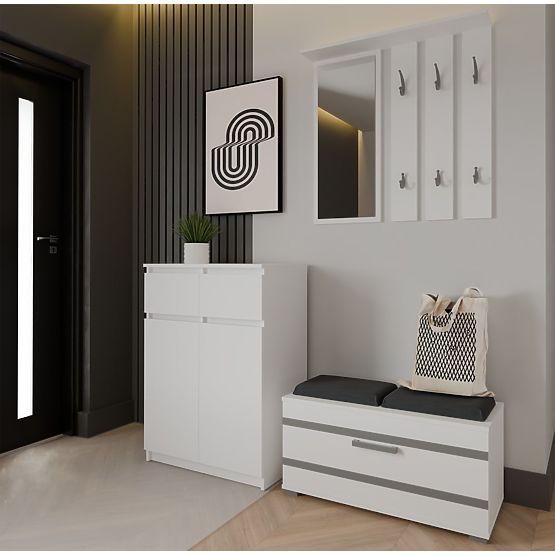 Komoda Malwa 2DD2S Skrinka 2 Dvere 2 Zásuvky Do Obývacej Izby BIELA