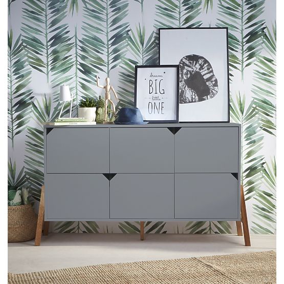 Komoda LOTTI GREY - 6 šuplíkov