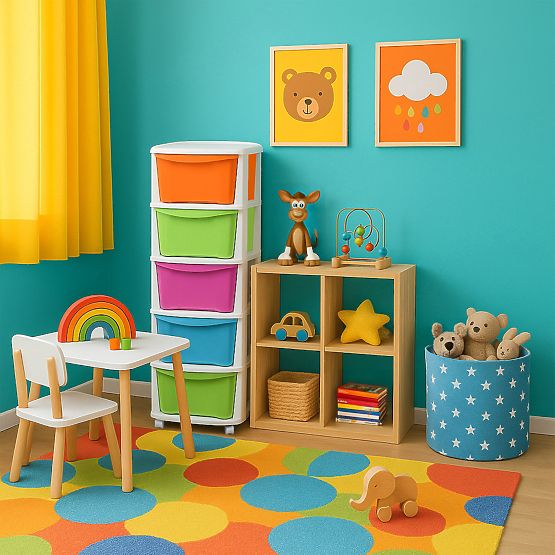 Kontajner na hračky 5 zásuviek na kolieskach