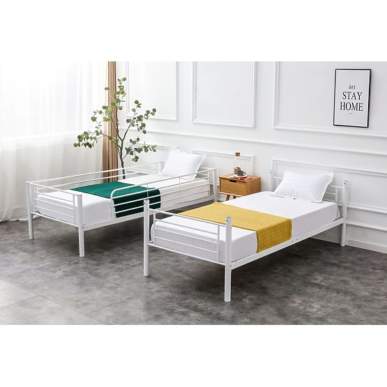 Kovová dvojposchodová posteľ BUNKY 200x90 cm - biela
