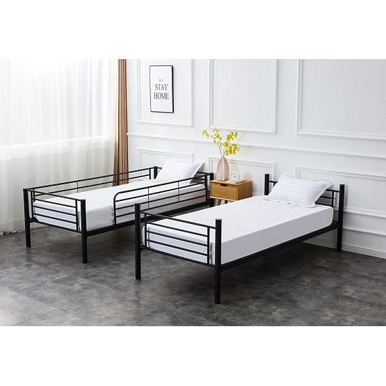 Dvojposchodová kovová posteľ BUNKY 200x90 cm - čierna