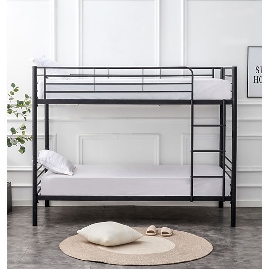 Dvojposchodová kovová posteľ BUNKY 200x90 cm - čierna