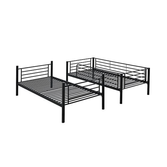 Dvojposchodová kovová posteľ BUNKY 200x90 cm - čierna