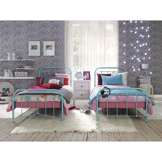 Kovová posteľ BIBI 200x90 cm - tyrkysová