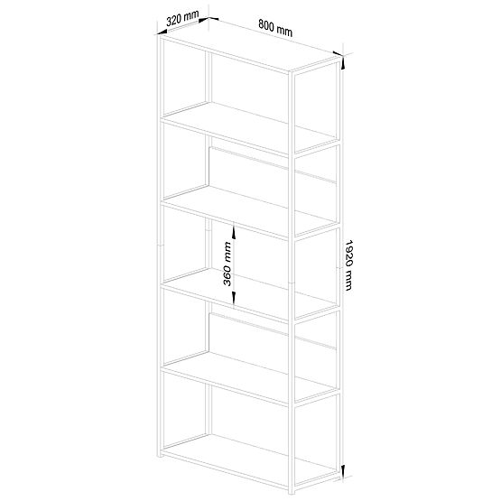 Kovový loftový regál 80 cm - biely-dub sonoma - 6 políc