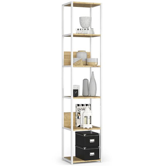 KOVOVÝ REGÁL LOFT 400 BIELY/DUB ARTISAN