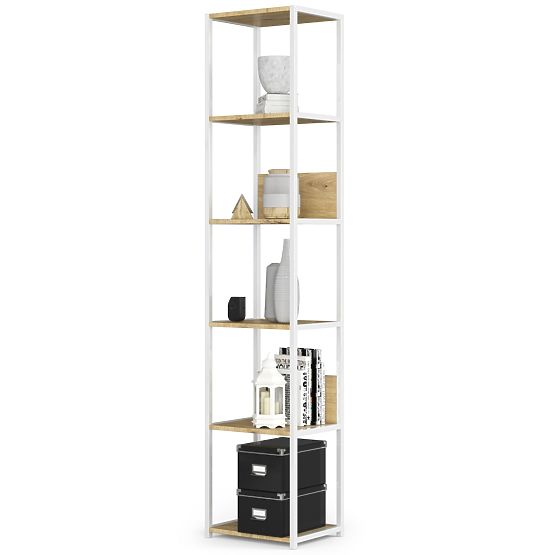KOVOVÝ REGÁL LOFT 400 BIELY/DUB ARTISAN