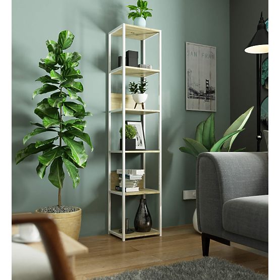 KOVOVÝ REGÁL LOFT 400 BIELY/DUB ARTISAN