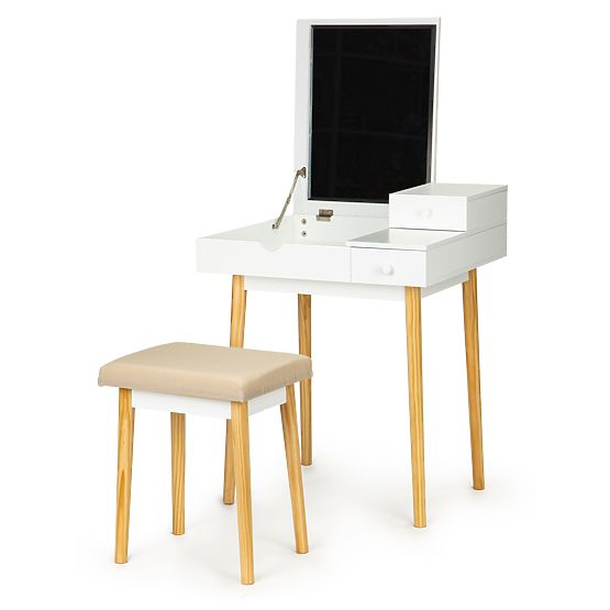 Kozmetický stolík so zrkadlom a stoličkou