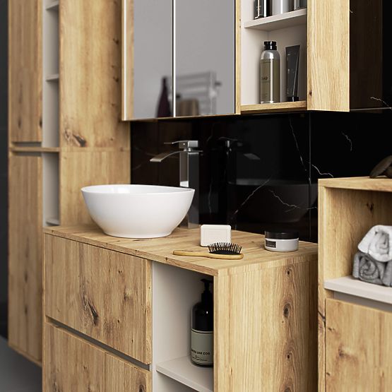 KÚPEĽŇOVÁ SKRINKA POD UMÝVADLO S OTVORMI VAMI W90 UM 2SZ 2P DUB ARTISAN / KAŠMÍR