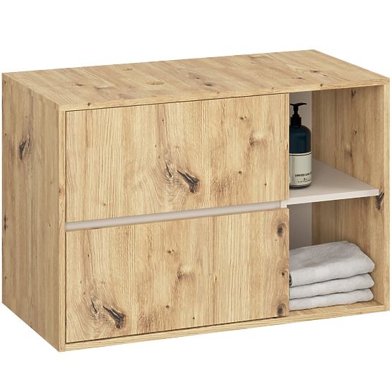 KÚPEĽŇOVÁ SKRINKA POD UMÝVADLO S OTVORMI VAMI W90 UM 2SZ 2P DUB ARTISAN / KAŠMÍR