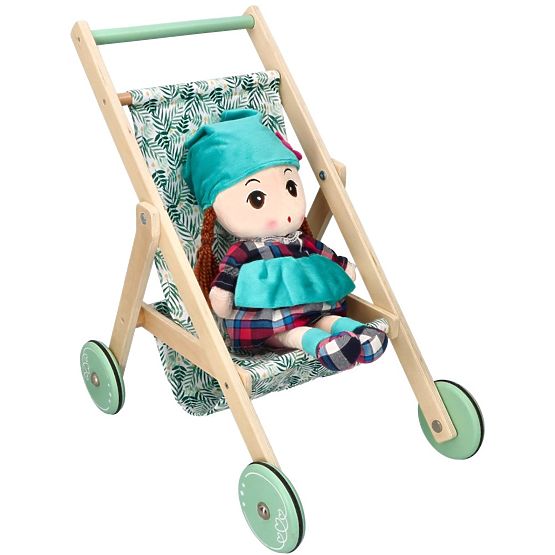 Ľahký drevený kočík pre bábiky