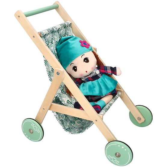 Ľahký drevený kočík pre bábiky
