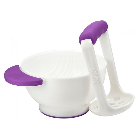 Miska NUK + puree mačkátko fialové Fialová