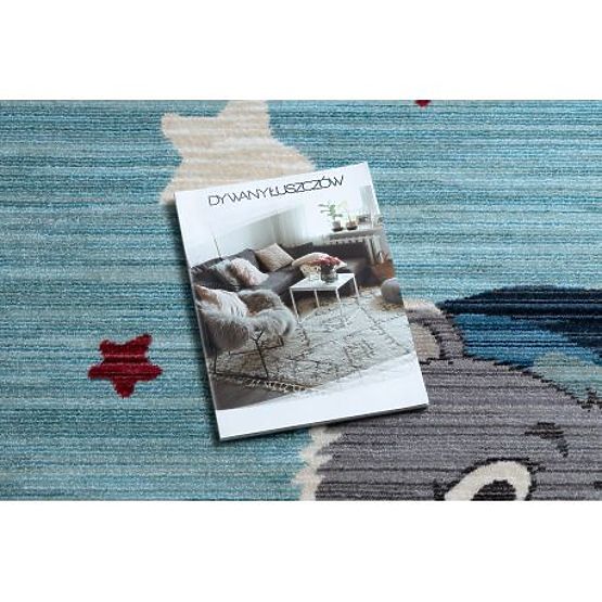 Moderný detský koberec TOYS 75322 MEDVEDÍK, nepravidelný tvar, modrá, tyrkysová, krémová