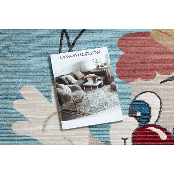 Moderný detský koberec TOYS 75328 KLAUN, nepravidelný tvar, modrá, tyrkysová, červená fuchsie