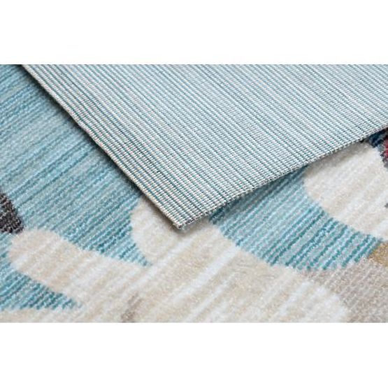 Moderný detský koberec TOYS 75328 KLAUN, nepravidelný tvar, modrá, tyrkysová, červená fuchsie