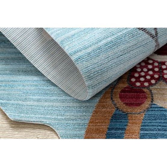 Moderný detský koberec TOYS 75328 KLAUN, nepravidelný tvar, modrá, tyrkysová, červená fuchsie