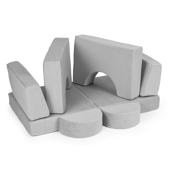 Modulárne detské kreslo DIY 8 mäkkých vankúšov skladacie - sivá ECOTOYS