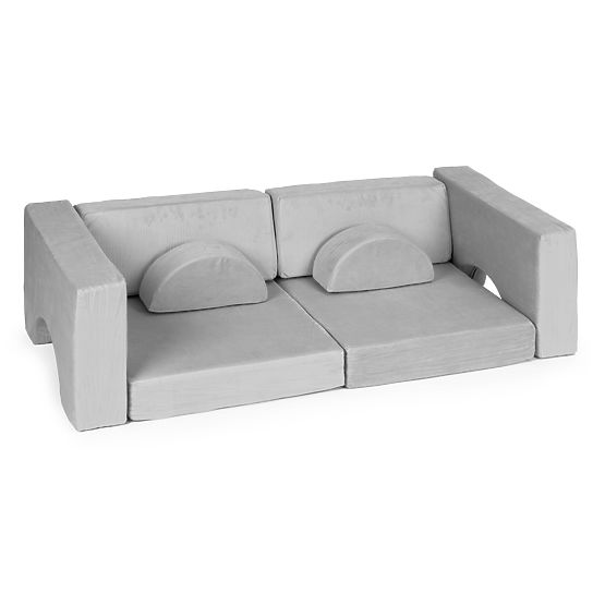 Modulárne detské kreslo DIY 8 mäkkých vankúšov skladacie - sivá ECOTOYS