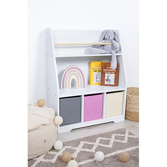 Montessori knižnica Dusty Pink - biela