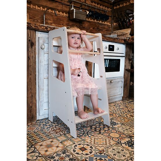 Montessori učiaca veža Nora - biela