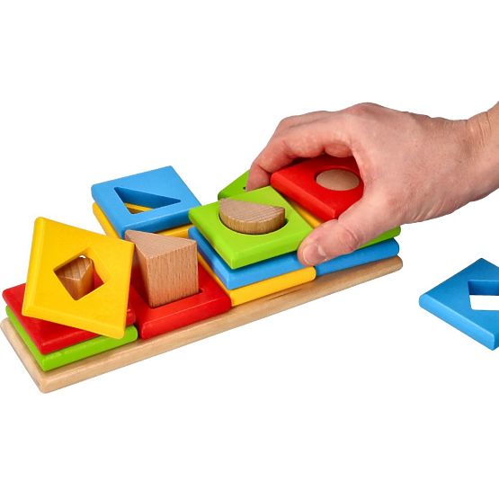 Motorická drevená hračka - poznávanie tvarov